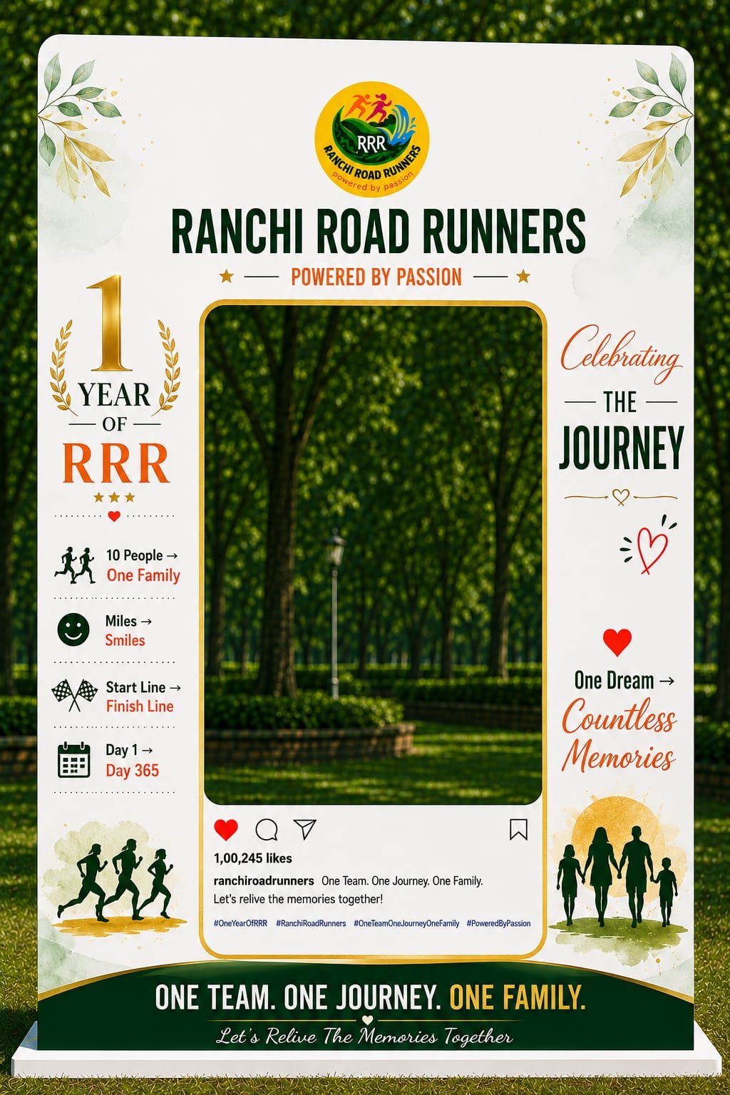 Printed event standee and photo display board for Ranchi Road Runners anniversary event, Ranchi — advertisement board printing